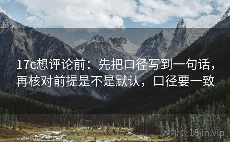 17c想评论前:先把口径写到一句话,再核对前提是不是默认,口径要一致 第2张 17c想评论前:先把口径写到一句话,再核对前提是不是默认,口径要一致 第2张