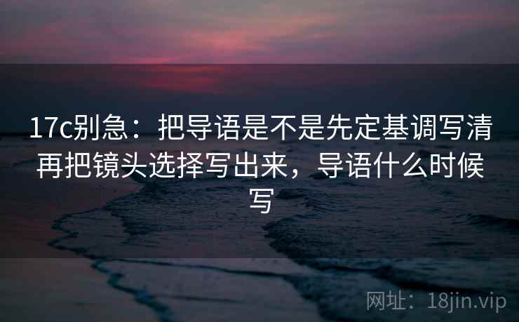 17c别急：把导语是不是先定基调写清再把镜头选择写出来，导语什么时候写